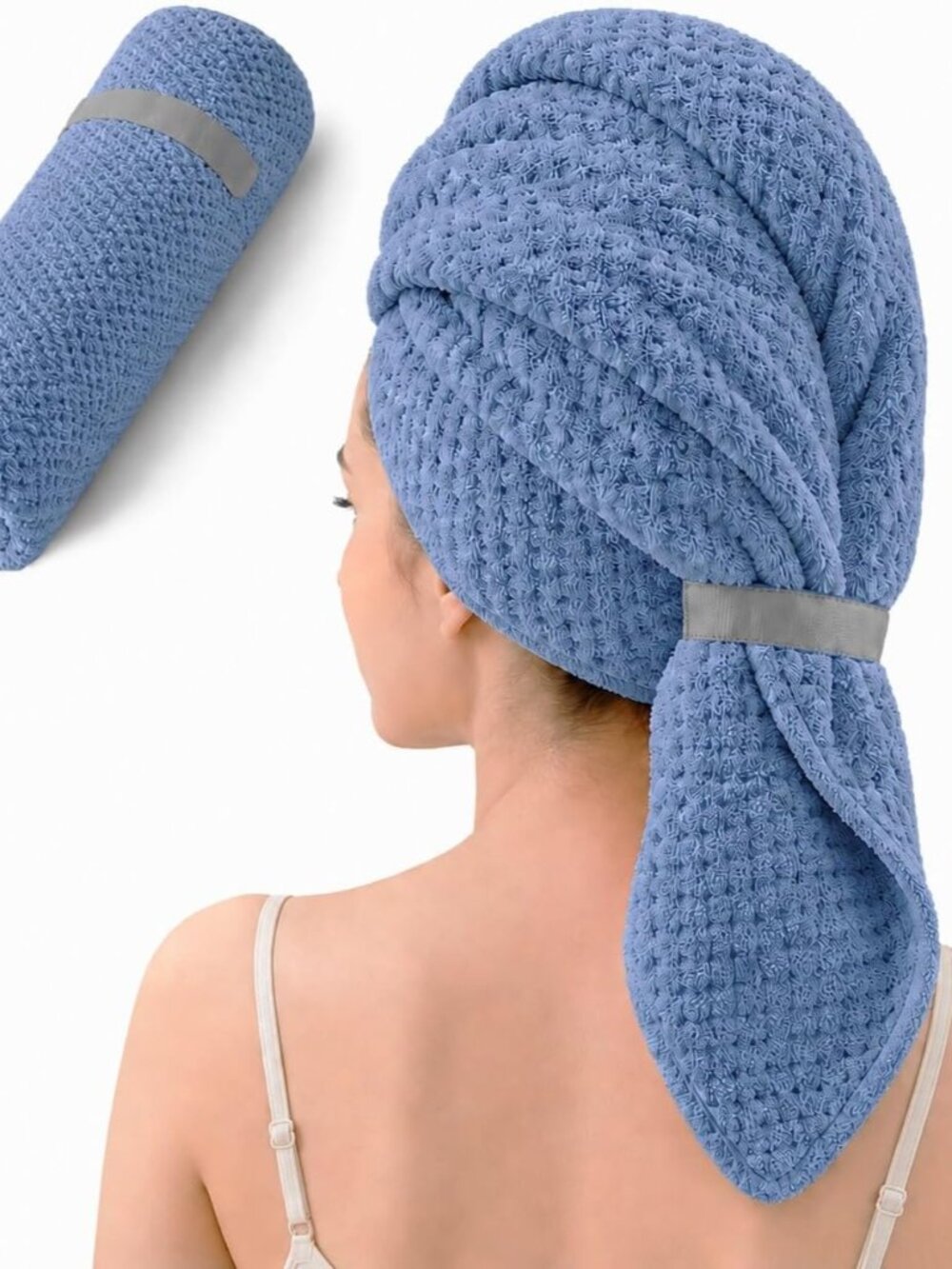 Large Microfiber Hair Wrap Towel for Women, Quick-Dry & Absorbent Blue